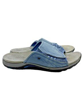Merrell Lilyfern Washed Denim Blue Leather Slide Sandals Women Sz 9 US J89892
